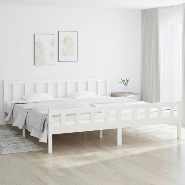 Berkfield Bed Frame White Solid Wood 160x200 cm