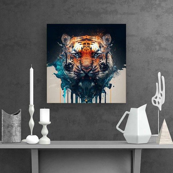 Warren Reed Tiger Face Splash Art Canvas