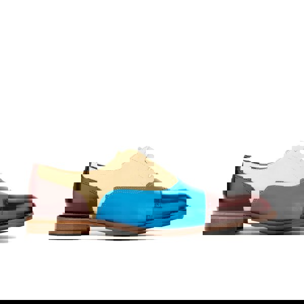 Embassy London Pembroke - Cream & Burgundy & Blue - Men’s Summer Toe Cap Shoe