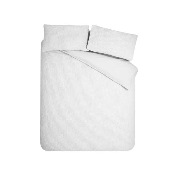 Crinkle Seersucker White Duvet Cover Set