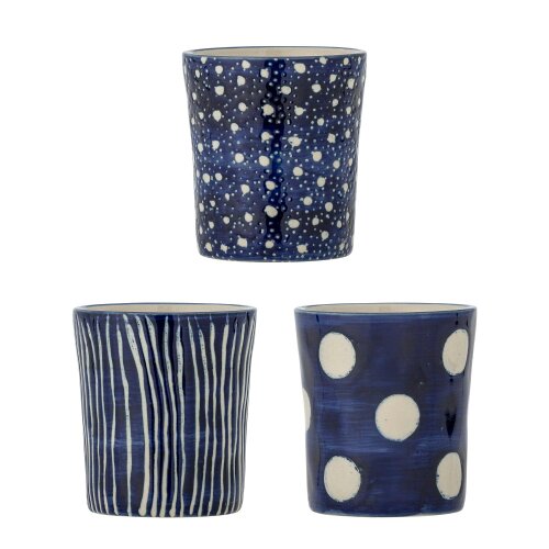 Love Frankie Cobalt Patterned Stoneware Cups - 3 Designs to Choose From