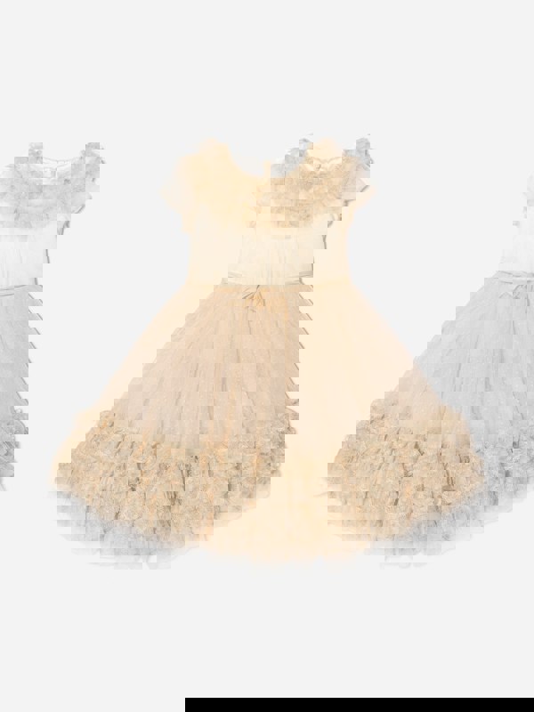 Marchesa Girls Trimmed Plumetis Tulle Gown in Cream