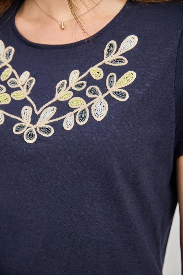 Mudflower Beaded Floral Embroidered Top