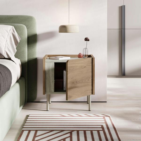 Decortie Bedside Table Soft-Close Door Storage Cabinet Modern Nightstand with Metal Legs Bedroom Space Saver