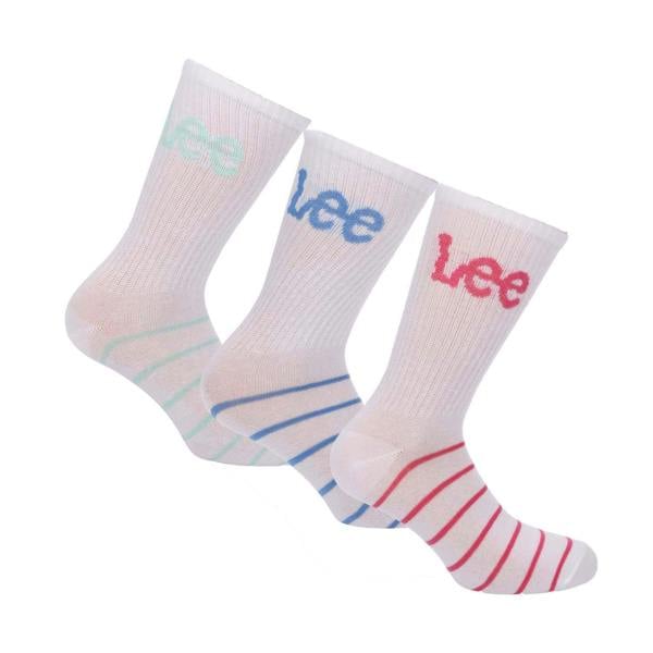 Lee Womens/Ladies Contrast Striped Sports Socks (Pack of 3) - White - 