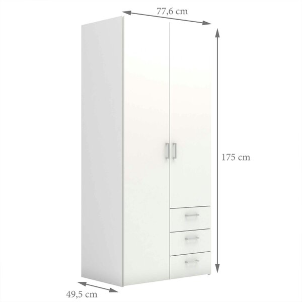Wyld Haus Munich White Wooden 2 Doors 3 Drawers 4 Shelves