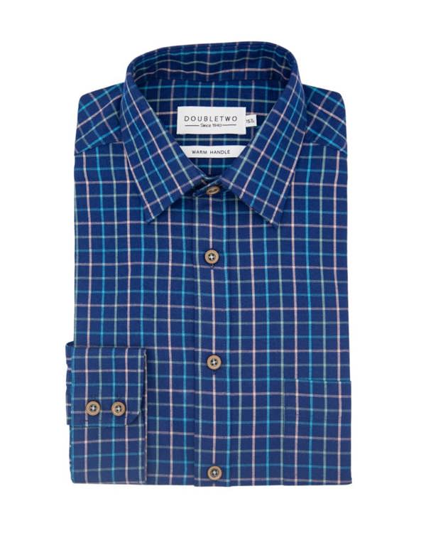Navy Tattersall Check Long Sleeve Shirt