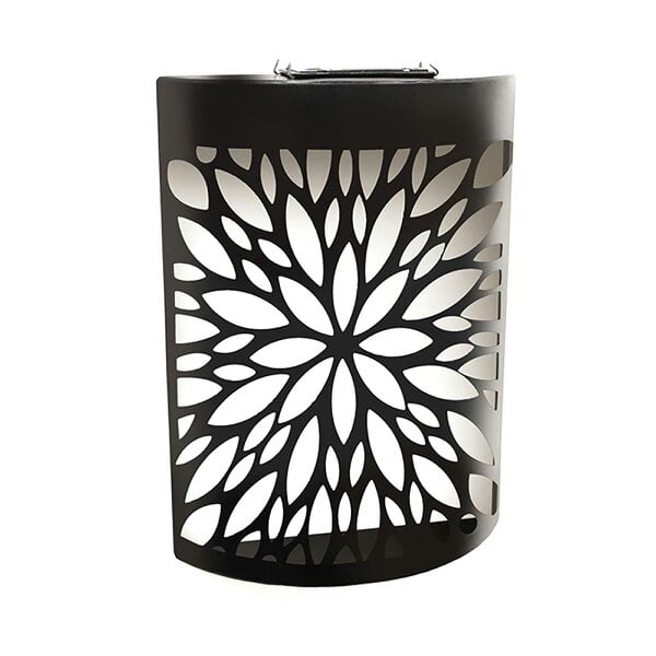 EDH Door Hardware Small Metal Curved Abstract Flower Solar Wall Panel – 25.5 x 19 x 5.5 CM | Solar-Powered Outdoor Wall Art | LED Metal Garden Panel