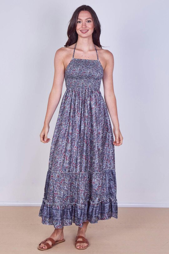 Boho Paisley Halterneck Maxi Dress