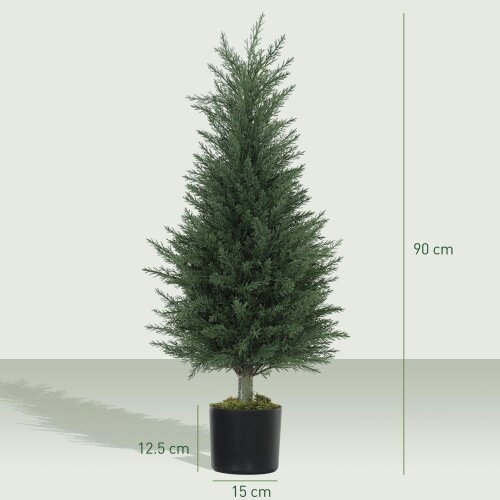 Wyld Haus Lusa Set Of 2 Outdoor Artificial Cypress Trees H8 90cm With UV Resistant Finish
