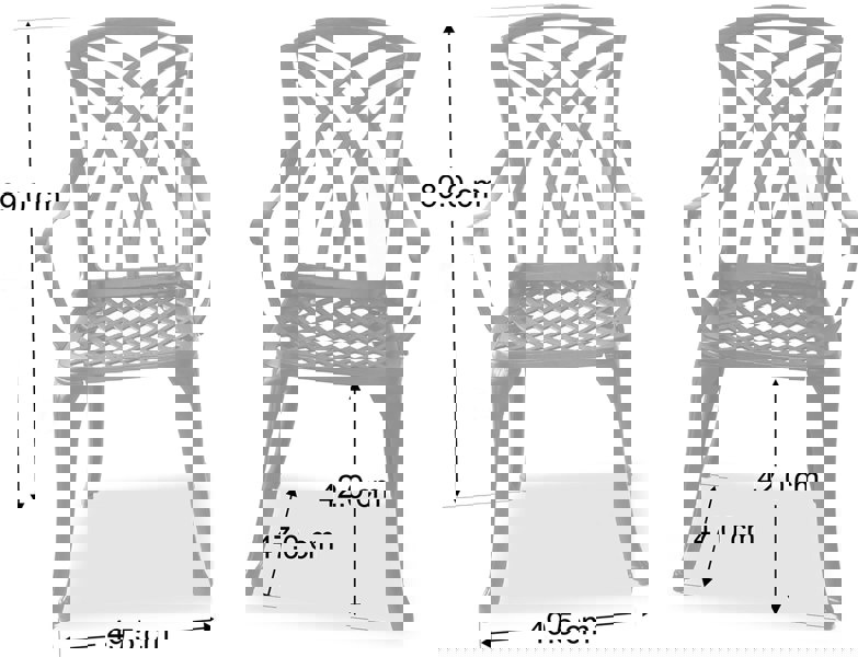 Centurion Supports OSHOWA 2-Large Garden and Patio Bistro Chairs with Armrests in Cast Aluminium Black