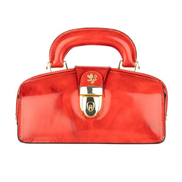 Embassy London Gazelle Mini - Red - Mini red leather bag in gold tone hardware with LED light
