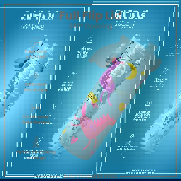 ION8 Leak Proof Slim Water Bottle, Stainless Steel, Blue Unicorns, 600ml (20oz)