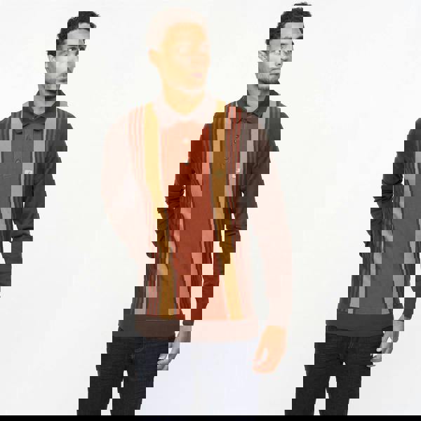 Gabicci V55GM00 Mens Searle Long Sleeve Knitted Three Button Polo Gabicci Vintage - CLOVE