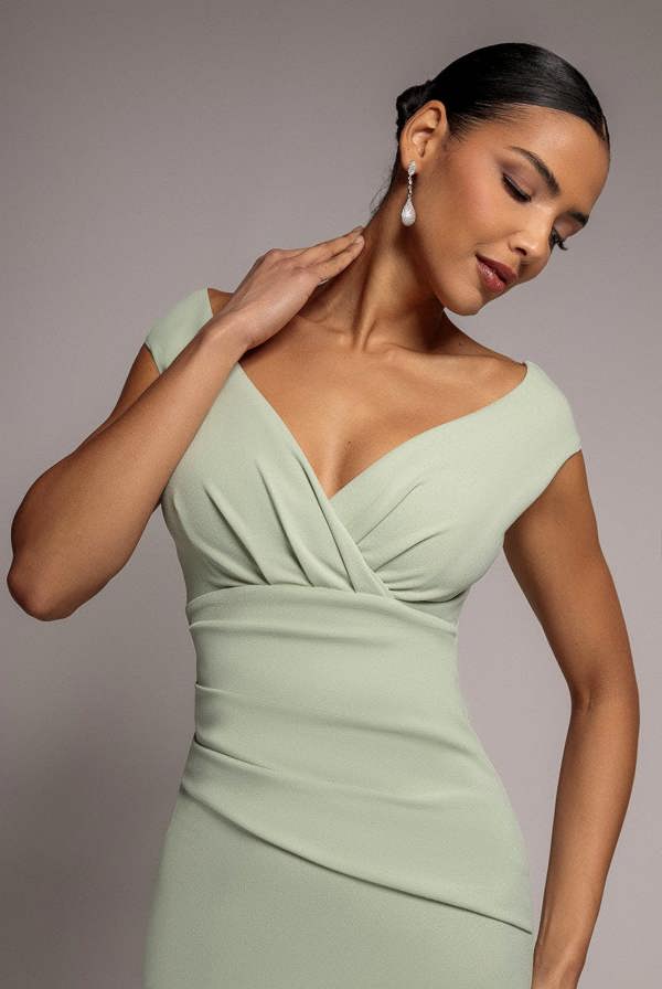 Bardot Pleated Maxi Dress - Sage Green DR1092SC
