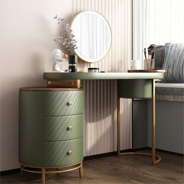 Tandy Dressing Table, Green/ White/ Black And Gold-Rit Concept-Rit Concept