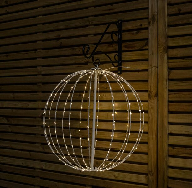 Samuel Alexander 50cm White Metal Folding Christmas Ball with 256 Warm White LEDs