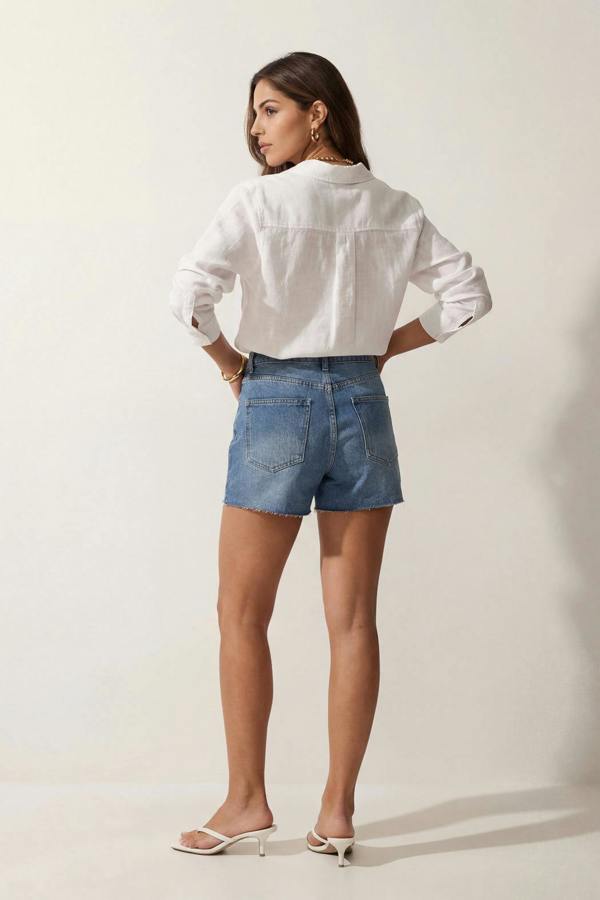 Urban Bliss Rae Blue Raw Mom Short