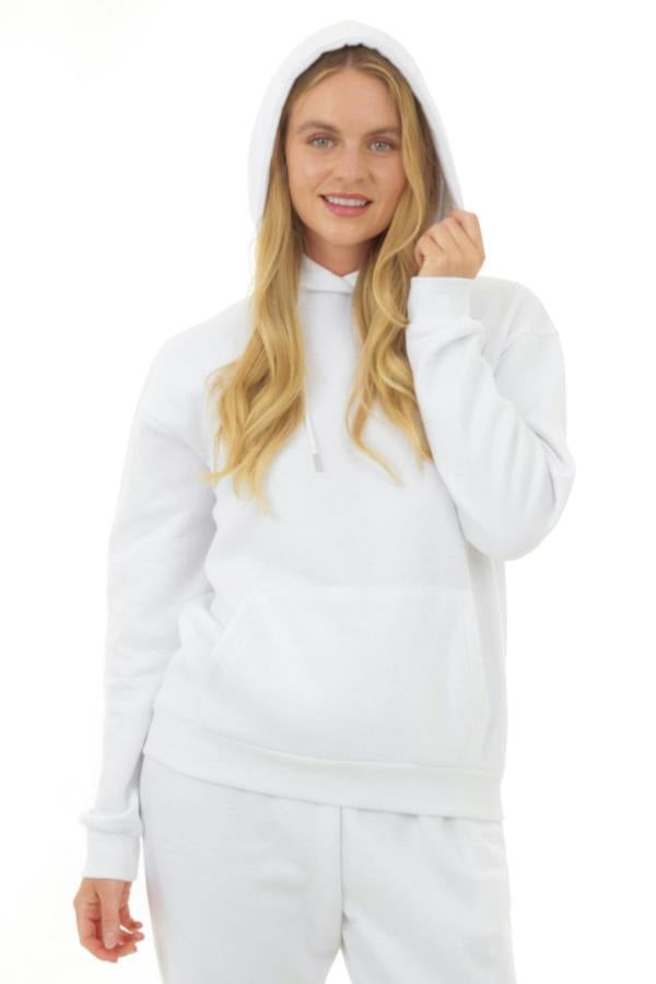Smart Living Women's Cozy Polycotton Hoodie - Soft Pullover with Pocket - White