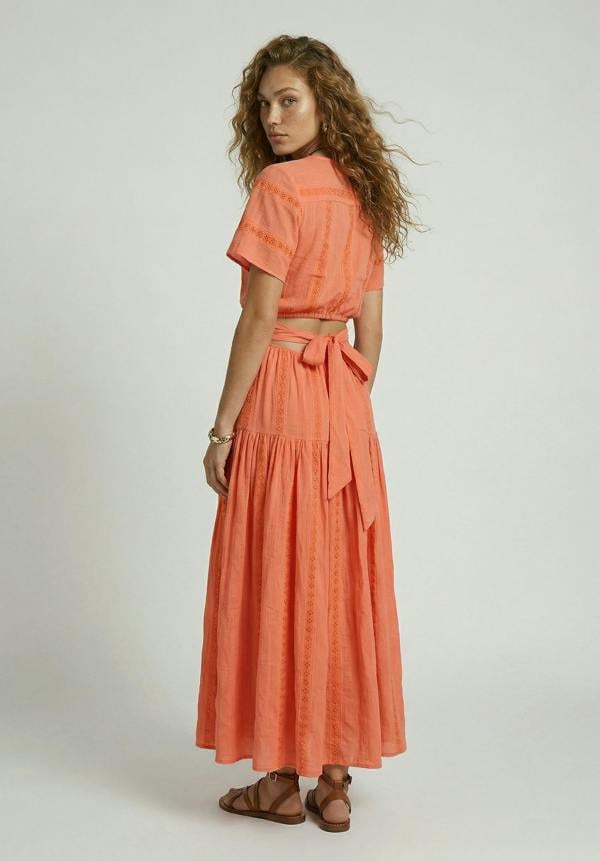 Raffya Candice Flutter Sleeve Maxi Dress In Orange