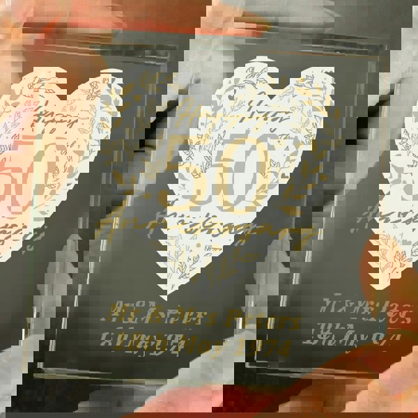 Personalised Memento Company Personalised 50th Golden Wedding Anniversary Crystal Token