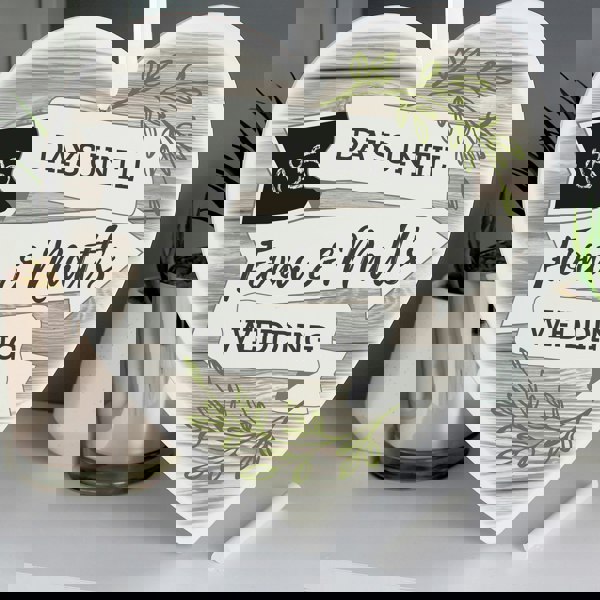 Personalised Memento Company Personalised White Arrow Banner Chalk Countdown Wooden Heart Decoration