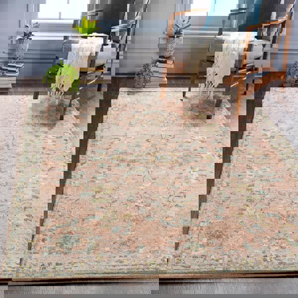 Livabliss Erin-Traditional Green Grey Cream Boho Rug