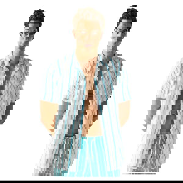 Regatta Mens Hadlin Striped Shirt - White/Nordic Blue - 