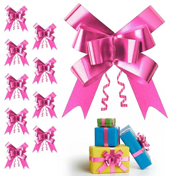 30mm Hot Pink Pull Bows, 10 Pack to 60 Pack, Polypropylene Ribbon Gift Bows image 1