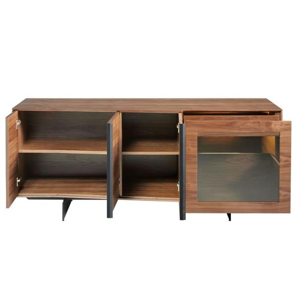 Angel Cerdá Walnut and Black Steel Sideboard With Interior Lighting 3218