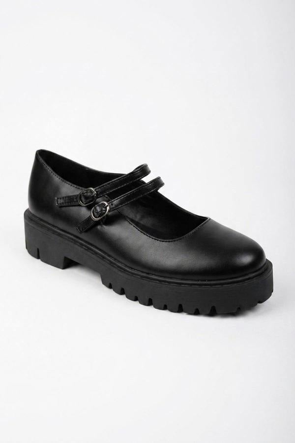 Cordelia Chunky Platform Double Strap Mary - Black