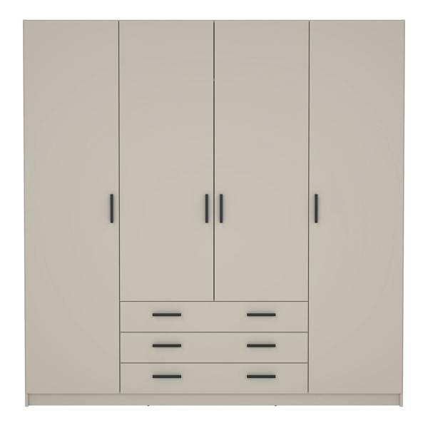 Furniture To Go Sprint Wardrobe with 4 Doors + 3 Drawers in Cashmere