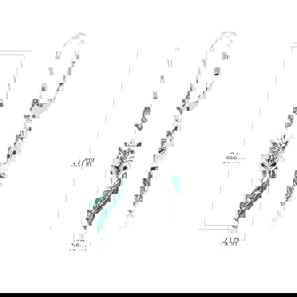 Art Nouveau Style Marcasite, Green and Black Enamel Fox Drop Earrings in Sterling Silver 214E935901925 Dimensions