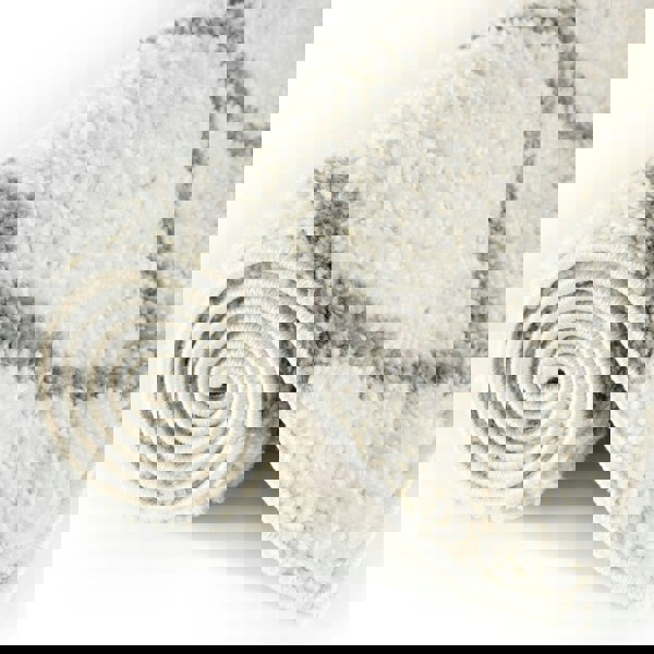 Diamond Design Thick Shaggy Area Rugs Ivory