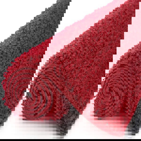 Shaggy Rug Plain Red non-shedding easy to clean