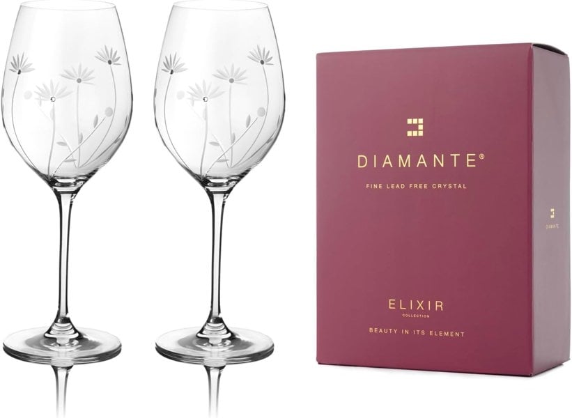 Diamante Crystal Wine Glasses ‘Bloom’ Pair