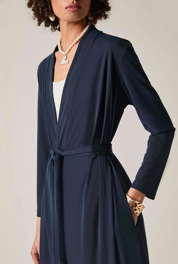 James Lakeland Navy Jersey Longline Cardigan