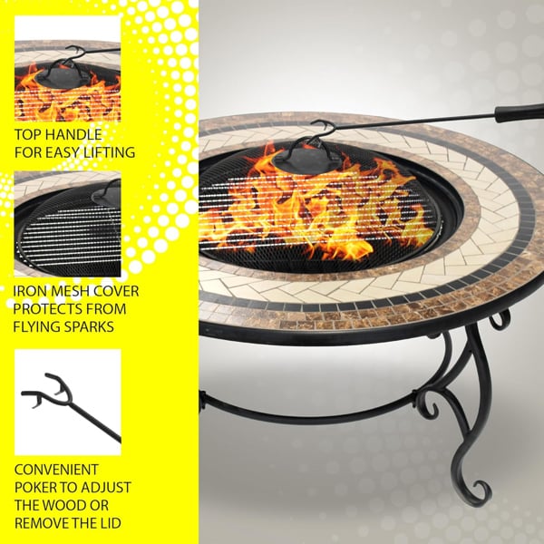 Homeology TOPANGA Garden Heater/Fire Pit/Coffee Table/Barbecue/Ice Bucket - Ceramic Finish
