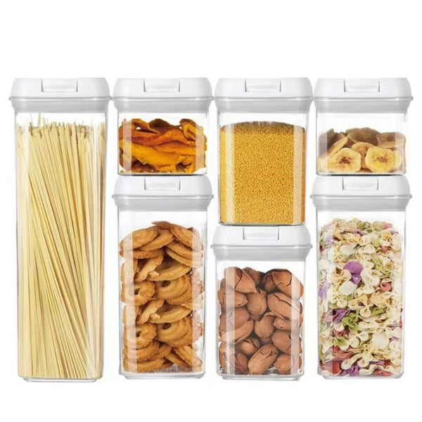 smartbies 7-Piece Stackable Airtight Food Storage Containers | BPA-Free Eco-Friendly Pantry Organiser Set | Multiple Sizes for Kitchen Organisation