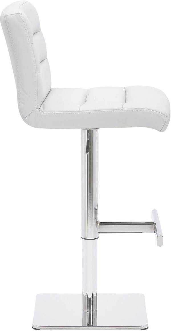 Lamboro Luscious Deluxe Real Leather Breakfast Bar Stool, Chrome Footrest, Adjustable Swivel Gas Lift, Home Bar & Kitchen Barstool, White