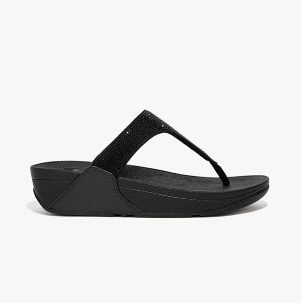 FitFlop LULU CRYSTAL Womens Toe Post All Black