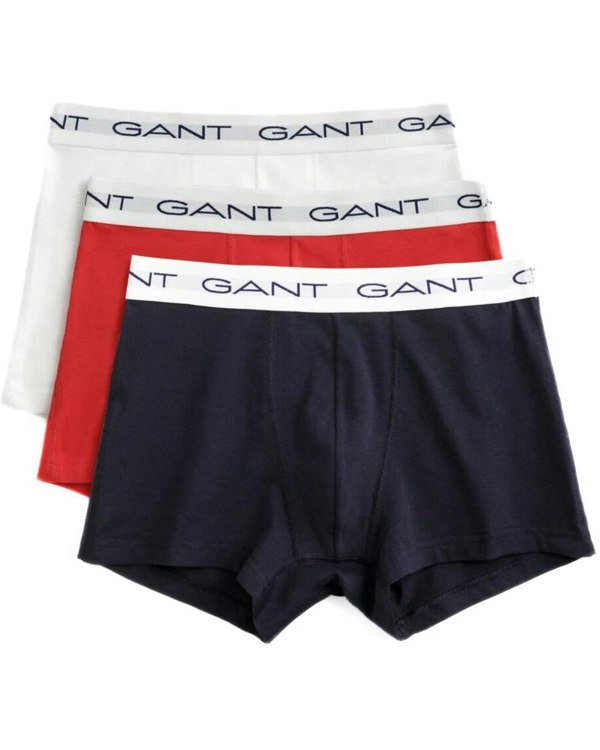GANT 3-Pack Classic Logo Boxer Trunks, Red/White/Navy