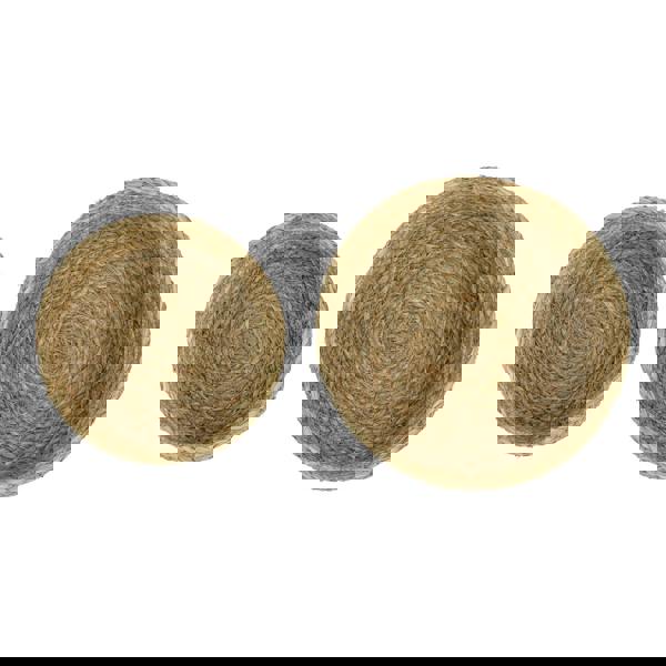 JVL Palma Natural Round Lidded Woven Storage Baskets for Home Organisation, Set of 2, Brown