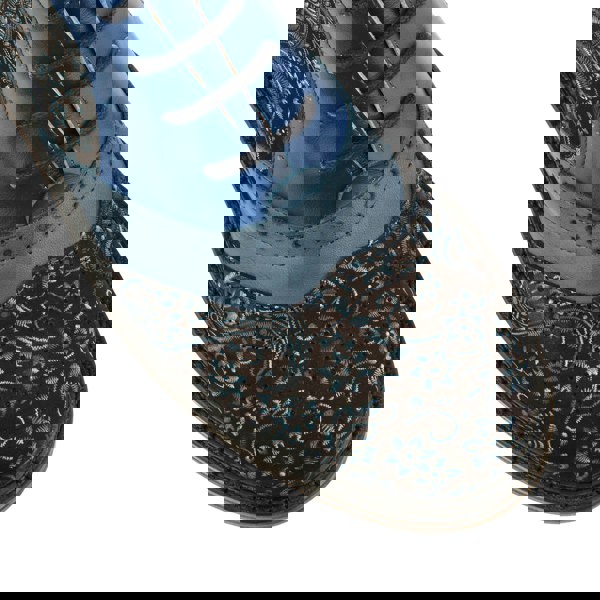 Embassy London Brick Lane Boots - Blue - Women's leather oxford higher ankle boot with brogue detail