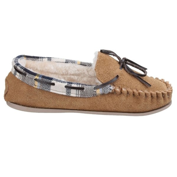 Cotswold Womens/Ladies Kilkenny Classic Fur Lined Moccasin Slippers - Tan