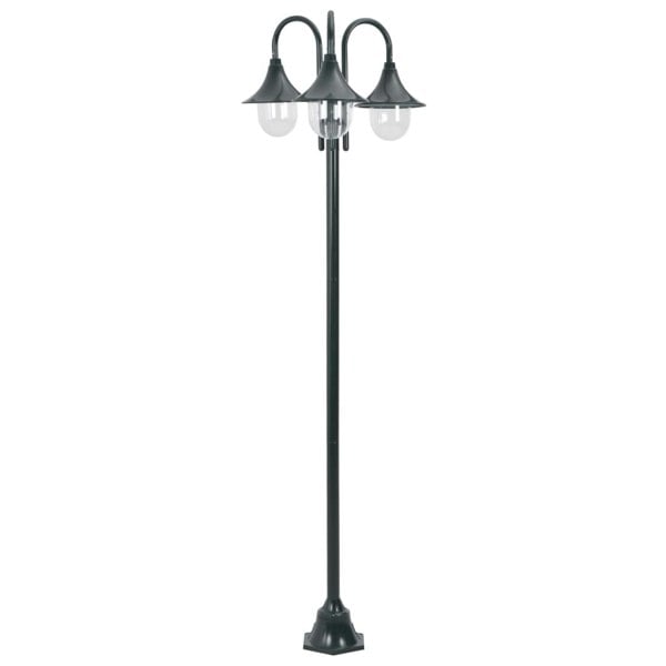 Berkfield Garden Post Light E27 220 cm Aluminium 3-Lantern Dark Green