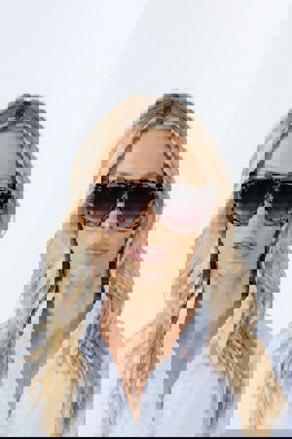 SVNX Oversized Rounded Sunglasses Brown Black