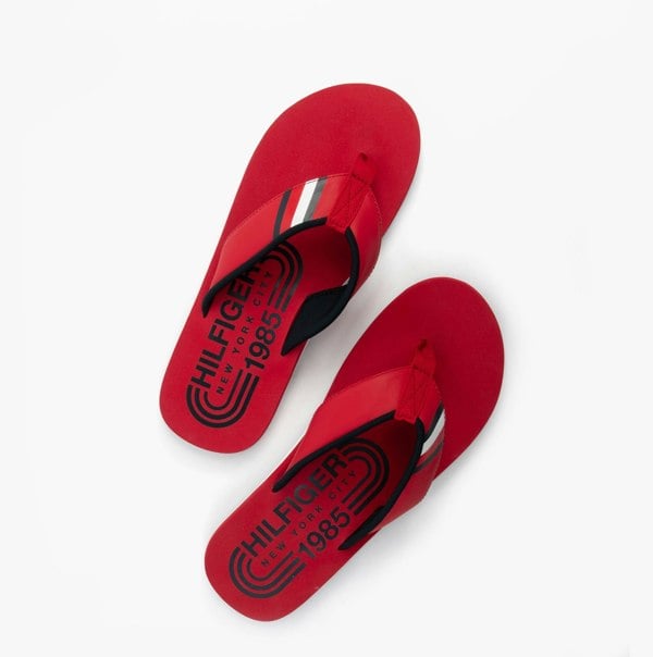 Tommy Hilfiger HILFIGER RWB PADDED Mens Flip Flops Primary Red