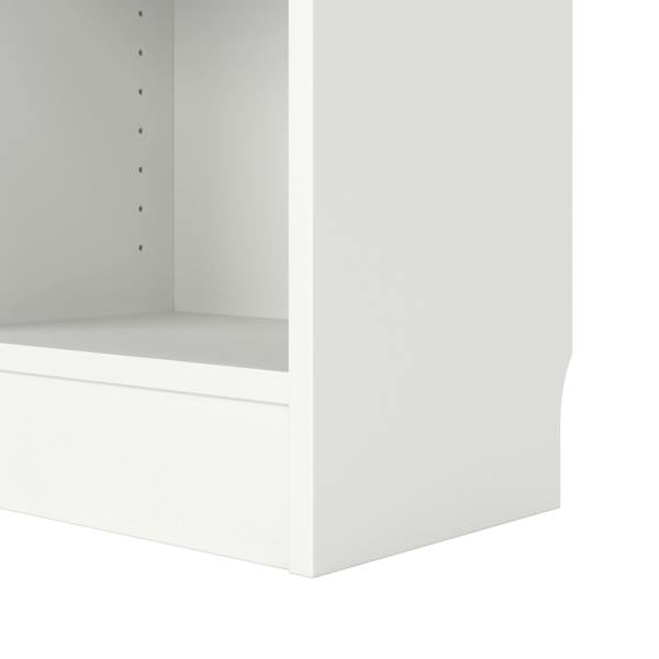 Furniture To Go Basic Low Wide Display Cabinet in White (2 Shelves) with 2 Glass Doors in Oak