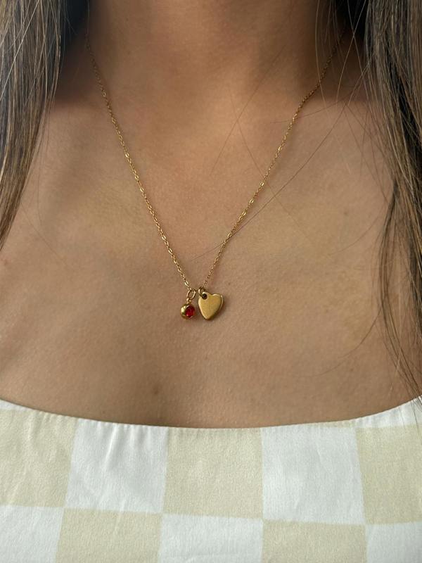 SVNX Mini Heart & July Birthstone Necklace in Gold - Gift Boxed